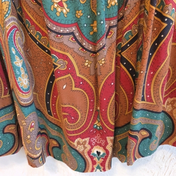 Vintage 70s Paisley Print Midi Skirt S - Picture 4 of 8